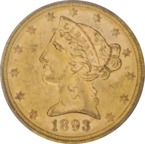 1893 $5 Half Eagle Gold Coins thumbnail