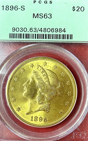 1896 US $20 Double Eagle Gold Coins thumbnail