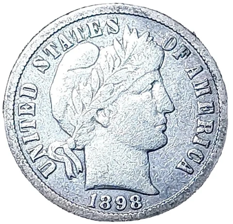1898 S Barber Dimes thumbnail