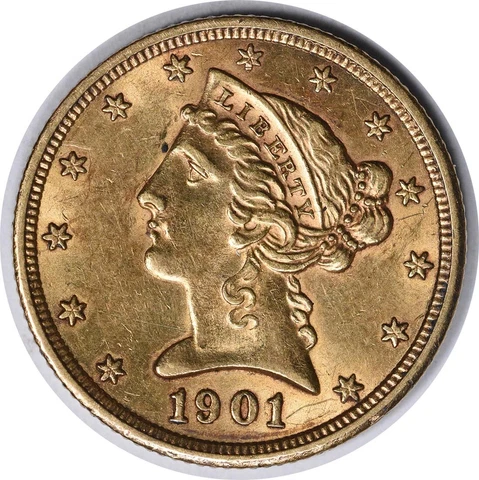 1901 $5 Half Eagle Gold Coins thumbnail