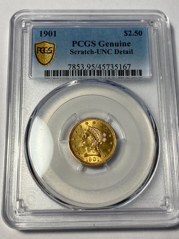 1901 US $2.50 Quarter Eagle Gold Coins thumbnail