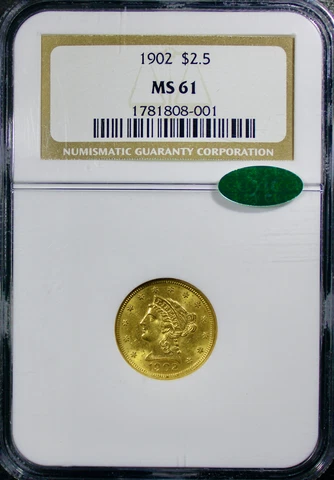 1902 US $2.50 Quarter Eagle Gold Coins thumbnail