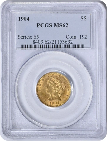 1904 $5 Half Eagle Gold Coins thumbnail