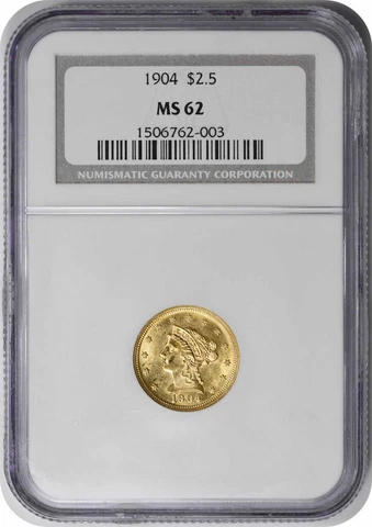 1904 US $2.50 Quarter Eagle Gold Coins thumbnail