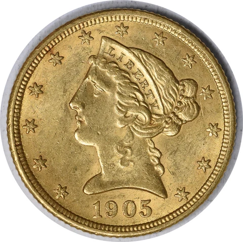 1905 $5 Half Eagle Gold Coins thumbnail