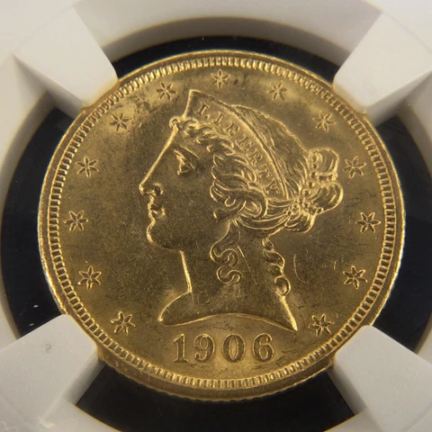 1906 $5 Half Eagle Gold Coins thumbnail