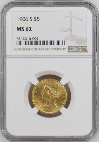1906 $5 Half Eagle Gold Coins thumbnail