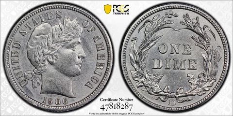 1906 Barber Dimes thumbnail