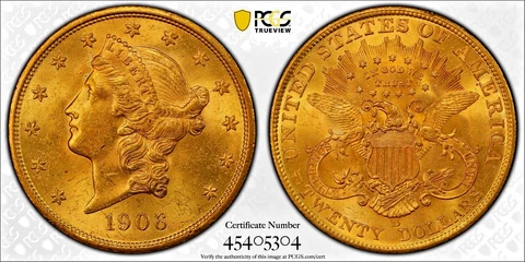 1906 US $20 Double Eagle Gold Coins thumbnail