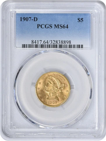 1907 $5 Half Eagle Gold Coins thumbnail