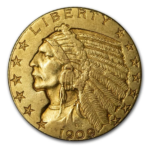 1909 $5 Half Eagle Gold Coins thumbnail
