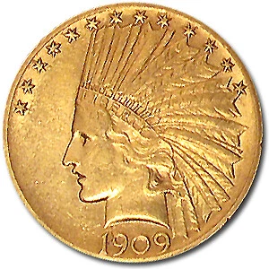 1909 US $10 Eagle Gold Coins thumbnail