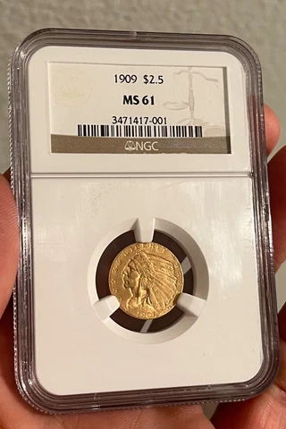 1909 US $2.50 Quarter Eagle Gold Coins thumbnail