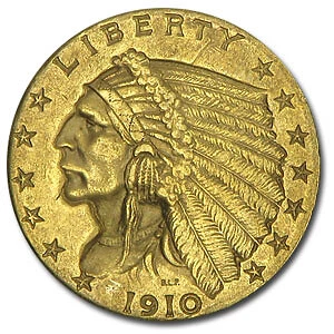 1910 US $2.50 Quarter Eagle Gold Coins thumbnail