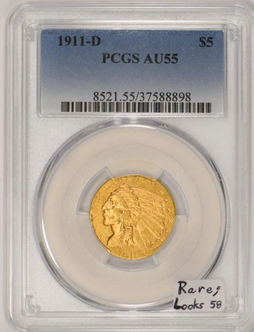 1911 $5 Half Eagle Gold Coins thumbnail