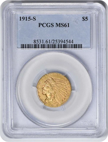 1915 $5 Half Eagle Gold Coins thumbnail