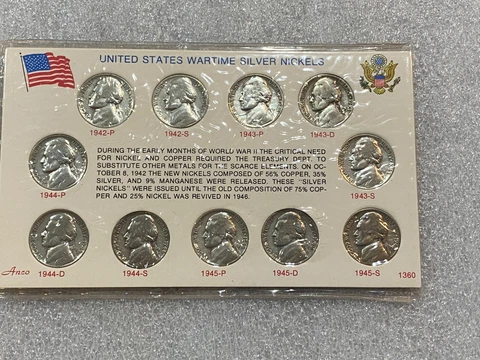 1945 Jefferson Nickels thumbnail