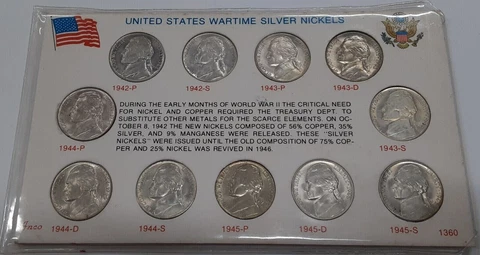 1945 Jefferson Nickels thumbnail