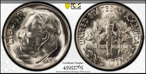 1954 P Roosevelt Dimes thumbnail
