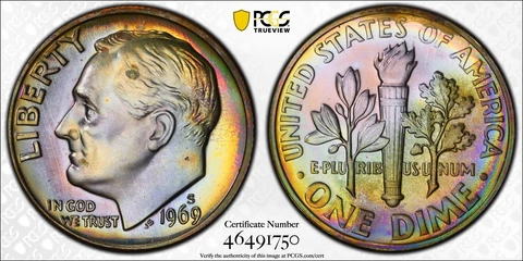1969 P Roosevelt Dimes thumbnail