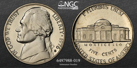 1976 Jefferson Nickels thumbnail