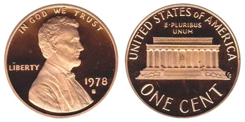 1978 Lincoln Memorial Small Cents thumbnail