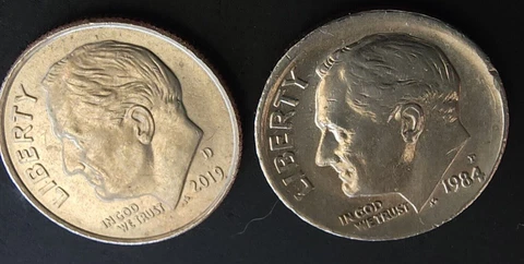 1984 S Roosevelt Dimes thumbnail