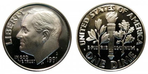 1991 D Roosevelt Dimes thumbnail