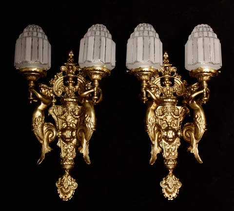 Antique Alabaster Sconces thumbnail