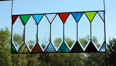 Antique Beveled Stained Glass Transom Windows thumbnail