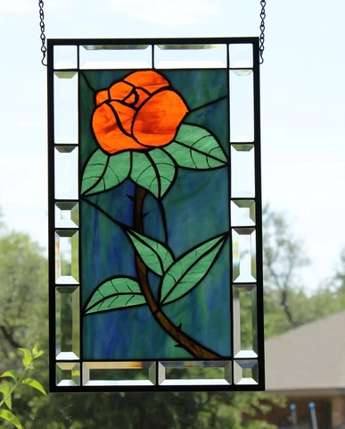 Antique Beveled Stained Glass Window Hangings thumbnail