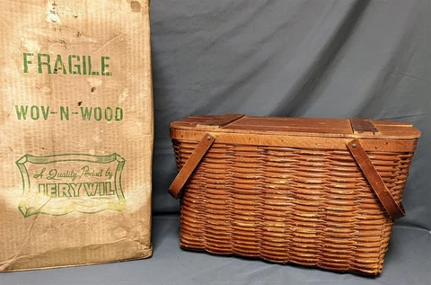 Antique Boxed Picnic Baskets thumbnail