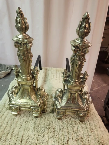 Antique Brass Andirons thumbnail