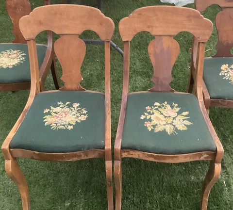 Antique Brown Armless Chairs thumbnail