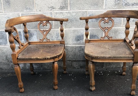 Antique Carvings Corner Chairs thumbnail
