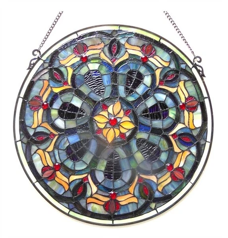 Antique Circle Stained Glass Window Hangings thumbnail