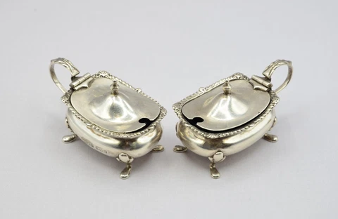 Antique Edwardian Silver Salt Cellars thumbnail