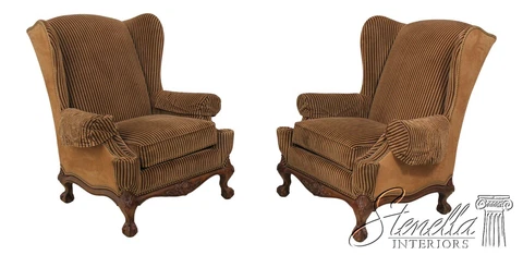 Antique Fabric Club Chairs thumbnail