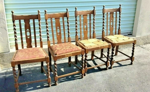 Antique Fabric Dining Chairs thumbnail