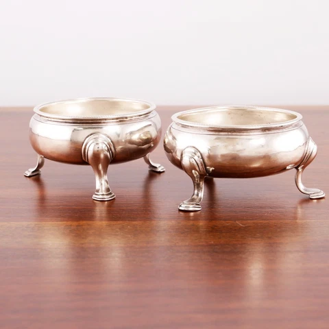 Antique Georgian Silver Salt Cellars thumbnail