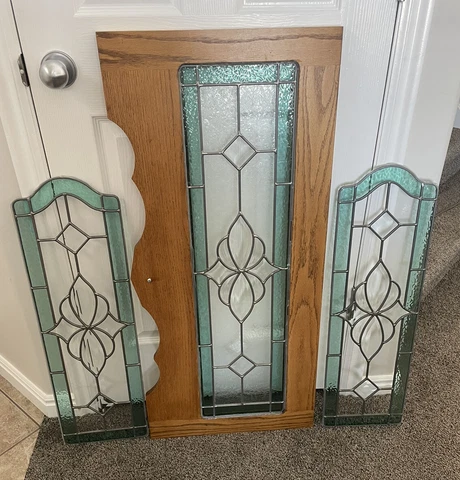 Antique Leaded Stained Glass Window Pairs thumbnail
