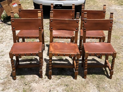 Antique Leather Dining Chairs thumbnail