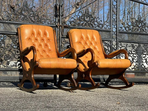 Antique Leather Rocking Chairs thumbnail