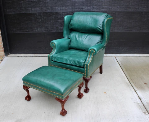 Antique Leather Wingback Chairs thumbnail