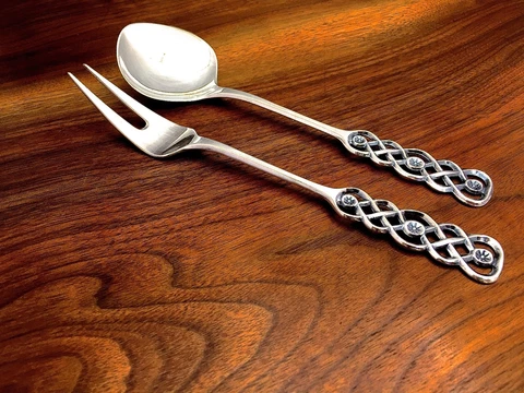 Antique Mid-Century Modern Silver Serving Forks