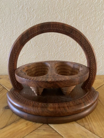 Antique Round Wood Carving Baskets thumbnail