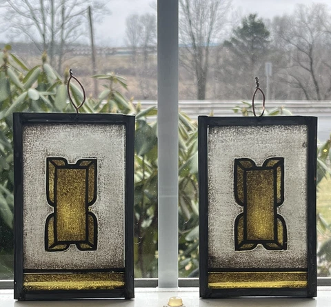 Antique Salvage Stained Glass Window Hangings thumbnail