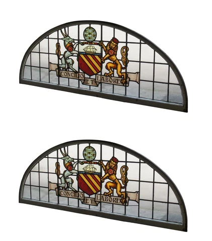 Antique Salvage Stained Glass Window Pairs thumbnail