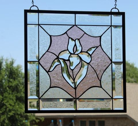 Antique Square Stained Glass Window Hangings thumbnail
