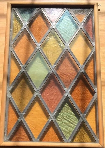 Antique Square Stained Glass Window Hangings thumbnail